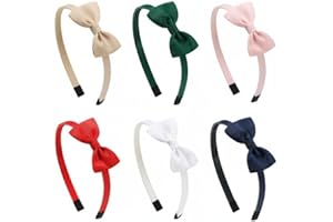 6PCS Solid Color Bow Headbands for Girls Soft Elastic Hair Bands, Cute Hair Bows for Kids, Perfect Christmas Gifts & Stocking