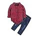 BIG ELEPHANT Baby Boys' 2 Piece Jeans Shirt Clothing Set with Bowtie (6-12 Months) G24
