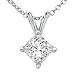 PARIKHS Princess Cut Diamond Solitaire Pendant Plus Quality in White Gold (0.06 ctw)