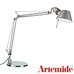 Artemide TOLOMEO Mini Table Lamp Aluminium Light Grey A005910 + Base 7.87 inch A008600 Design Italy 1987