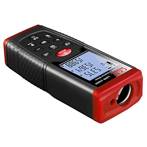 CEM LDM-100H 330ft 100m Outdoor Laser Distance Meter Laser Tape Measure with LCD Backlight,Pythagorean Mode, Measure Distance, Area and Volume,Battery Included (330ft/100m)