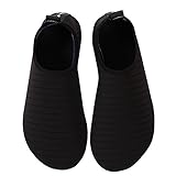EQUICK Water Sports Shoes Barefoot Quick-dry Aqua Socks Slip-on for Men Women Kids,CL1801,black,38.39