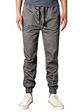 HEMOON Mens Regular Fit Twill Chino Harem Jogger Pants Medium P06-Dark Grey