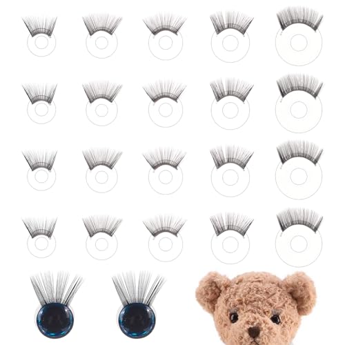 PH PandaHall 20pcs Safety Eyelashes 5 Sizes Eyelashes for Doll Making Eye Make Up Accessories Crafts Eyelash Plastic Stuffed Crochet Eyelash for Amigurumi Puppet Teddy Bear Plush Animal Making