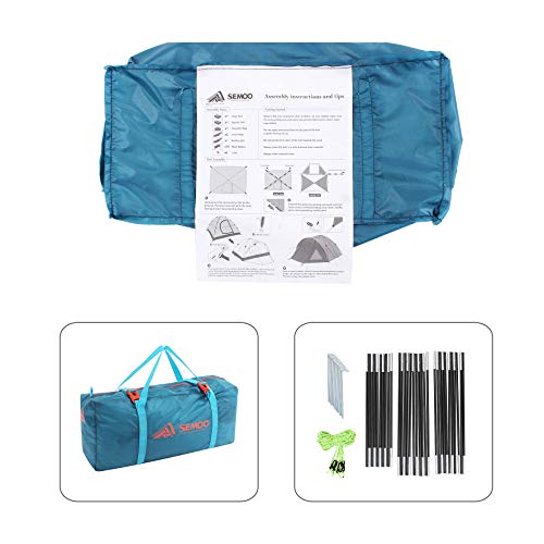 SEMOO Camping Tent, Double Layer Lightweight Traveling 3-4 Person 4-Season Tent with Carry Bag