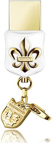 TOPMORE NR Series USB 3.0 Flash Disk | The Capets Logo Design | Portable High Read Speed Memory Stick (128GB, White & Gold)