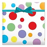 Colorful Dots Jumbo Rolled Birthday Gift Wrap - 67 sq. ft. heavyweight, tear-resistant and peek-proof wrap, Kids Birthday wrapping paper