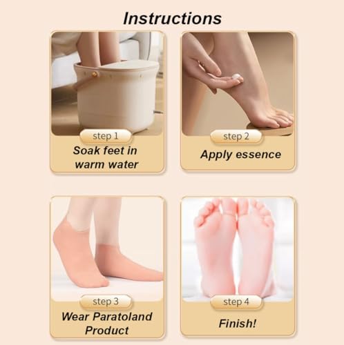 Paratoland 2 Pairs Reusable Silicone Socks for Dry Cracked Feet - Spa Moisturizing Socks for Men and Women - Foot Care After Pedicure