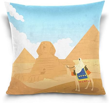 Blue Viper Egyptian Theme Egypt Desert Landscape Decorative Square Throw Pillow Case Cushion Cover for Sofa Bedroom Car Double-Sided Design 18 x 18 inch