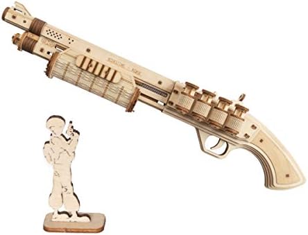 ROKR Wooden Toy Gun Rubber Band Gun 3D Wooden Puzzle (Terminator M870