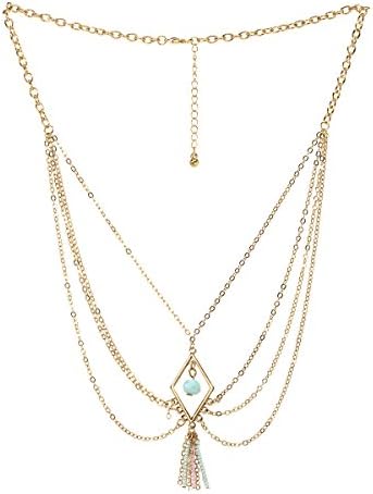 Lova Jewelry Adjustable Boho Queen Mint Charm Layered Gold Tone Necklace