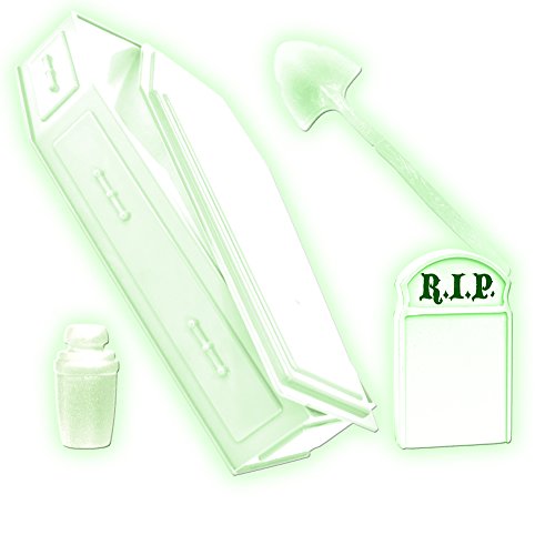 Glow In The Dark Tombstone, Urn, Coffin & Shovel for WWE TNA Wrestling Action Figures
