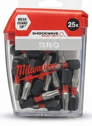 Milwaukee Ponta TX15 Bit 25 mm (25 Pcs), Rot