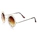 zeroUV Womens Fashion Metal Cut-Out Lace Circle Round Sunglasses (Gold Amber)
