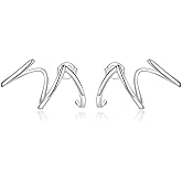 VOROCO Dainty Trendy Earrings 925 Sterling Silver Stud Earrings Triple Illusion Cuff Huggie Claw Earrings Piercings Studs for Women Jewelry Gifts