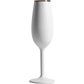NEWPORT Stemware Collection, Premium Vacuum Insulated Stainless Steel Sparkling Wine & Champagne Flute, Crystal Thin Champagne Glass, Unbreakable & Drinks Stay Cold, Non-Slip Silicon Base, 6oz, White