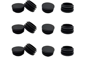 12 Pcs 25mm (1 Inch) Round Plastic Plug,Round Tubing Black Plastic Plug，Pipe Tubing End Cap for Round Tube Furniture Finishin