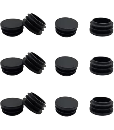 Tapones Redondos De Plástico  16 Mm , 16 Tapones Redondos Para Tubos De Silla Insertos De Cupula Acanalada Para Patas De Mesa Sillas Y Muebles Negros