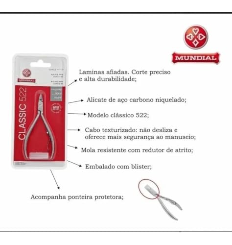 Alicate Cutícula Classic, Mundial S/A, Prateado