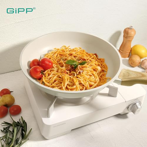 GiPP Nonstick Frying Pan Skillet - Granite Non Stick Pans, Healthy Granitestone Non-Stick Fry Pan Omelette Pan Egg Pan, Compatible with All Stoves, PFOA Free (White, 24CM)