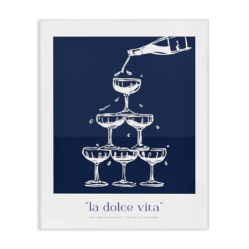 Stupell Industries Navy Champagne Tower Canvas Wall Art design by Lettered and…