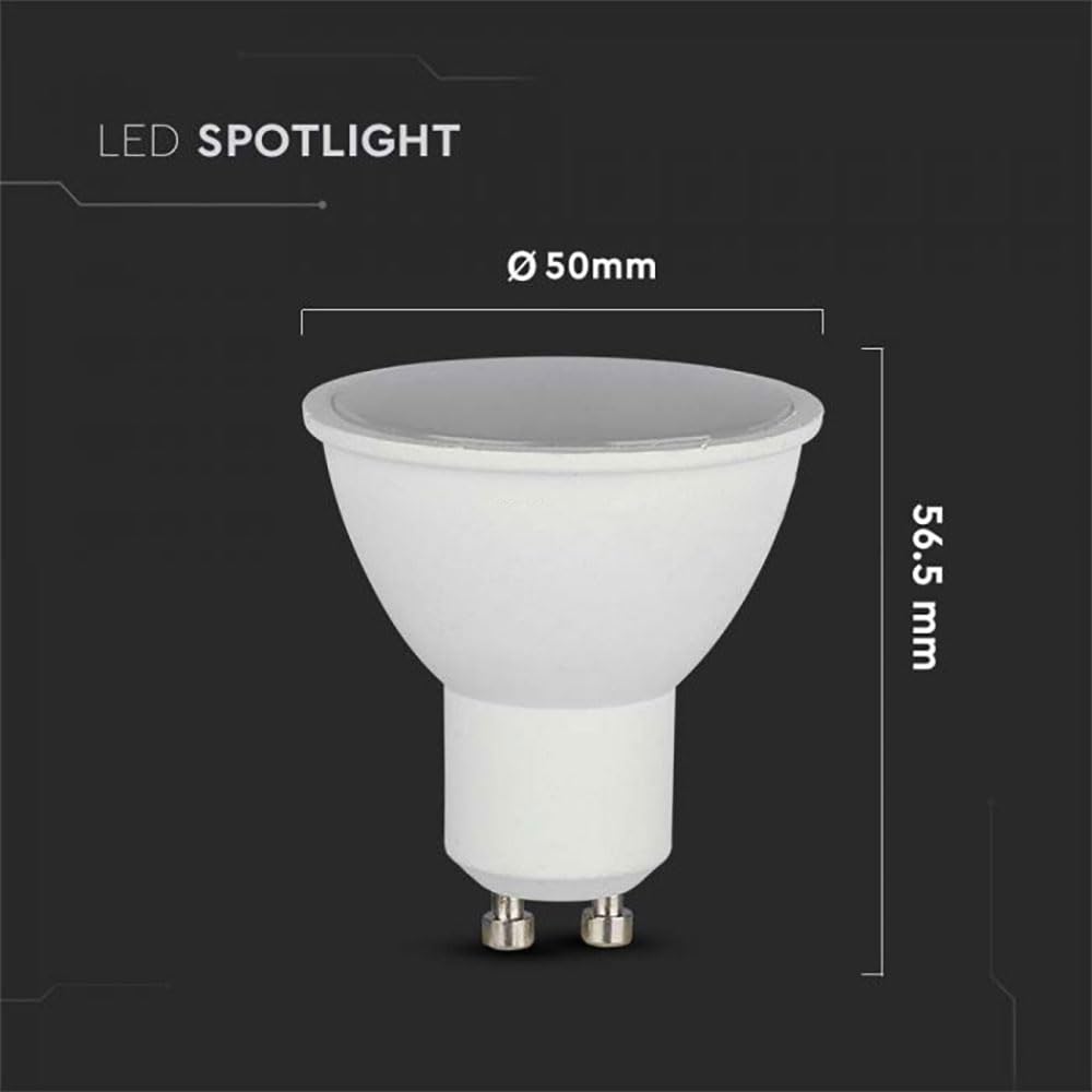 V-TAC GU10 LED-Strahler - Milchig - 110° - IP20 - Weiß - 4.5W - 400 Lumen - 3000K 5