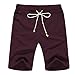 Janmid Men's Linen Casual Classic Fit Short (L, Wine Red)