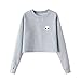 Fedi Apparel Womens Long Sleeve Hoodie Pullover Blouse Pattern Sweatshirt Grey