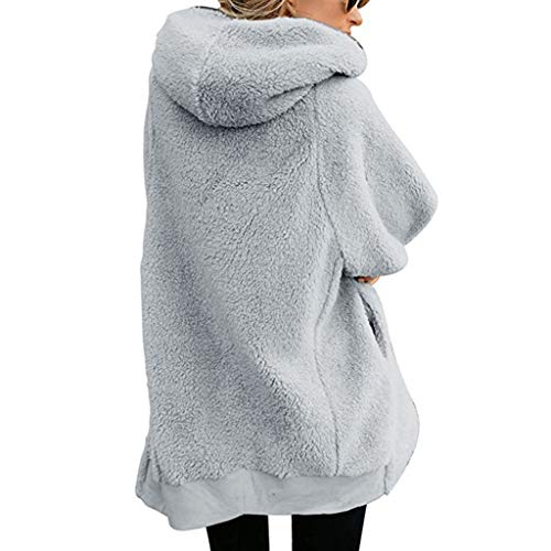 Sunhusing Women's Winter Fluffy Double-Face Fleece Zip Pullover Fashion Hoodie Warm Jacket Gray - Thumbnail 2