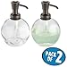 mDesign Round Glass Refillable Liquid Soap Dispenser Pump Bottle for Bathroom Vanity Countertop, Kitchen Sink - Holds Hand Soap, Dish Soap, Hand Sanitizer, Essential Oils - 2 Pack - Clear/Bronze