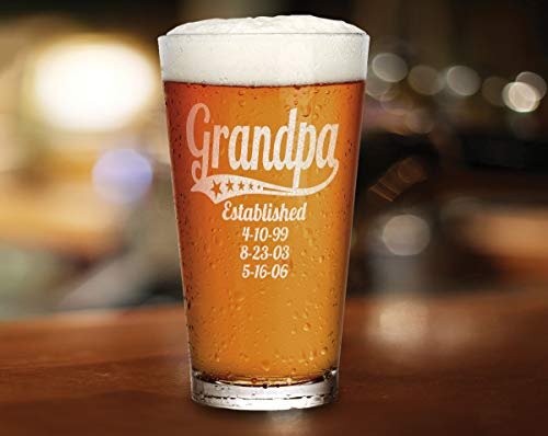 Download Personalized Daddy Pub Glass With Kids Birthdates 16 Oz Fathers Day Beer Mug For Grandpa Dad Papa American Dad Hero Birthday Christmas Personalized Pricepulse