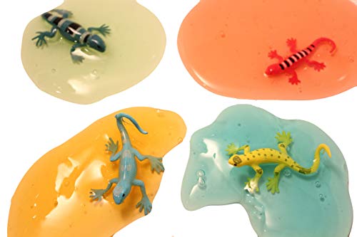 Bulk - 12 Lizard Slimes - Fun Slime with Reptile Figurine - Putty - Goo - Party Favors and Goodie Bags