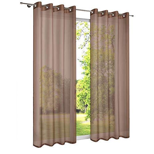 Megachest pair of sheer voile RING top (brown, 56" wideX48 drop(W142cmXH122cm))