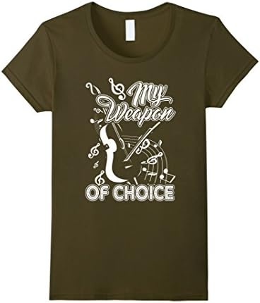 Womens Cello My Weapon Of Choice Funny Shirt Medium Olive