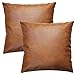 JOJUSIS Modern Leather Throw Pillow Covers for Couch Sofa Bed Set of 2 18 x 18 Inch 100% Faux Leather