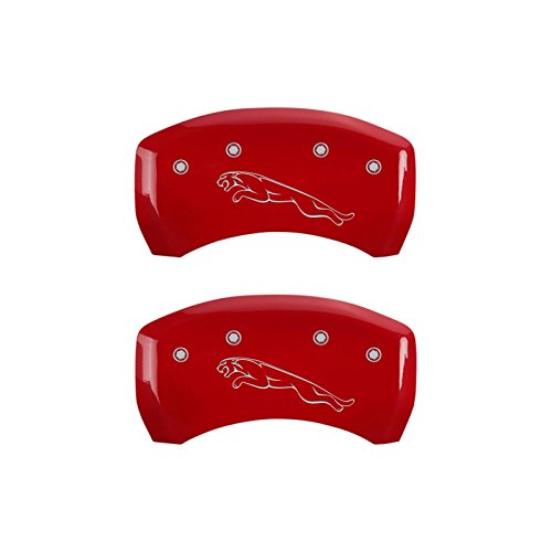 MGP Caliper Covers 41007SJALRD Red Powder Coat Finish Front and Rear Caliper Cover, Set of 4 (Jaguar Leaper Silver Characters, Engraved) (Certified Refurbished)