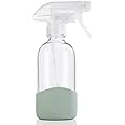 HOMBYS 8 Oz Empty Clear Glass Spray Bottles with Silicone Sleeve Protection Refillable Containers for Cleaning Solutions, Ess