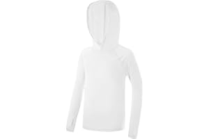 Poekuao Boys Rash Guard Hoodie UPF 50+ Sun Protection Long Sleeve Swim Shirt Quick Dry Kids SPF Fishing Water Beach Shirts