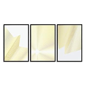 Framed Canvas Wall Art for Living Room, Bedroom Gold Geometric Canvas Prints for Home Decoration Ready to Hanging - 16"x24"x3 Panels