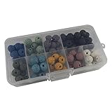 JulieWang 1 Box Mixed Natural Lava Stone Beads 8mm approx 120pcs Energy Stone Healing Power for Jewelry Making