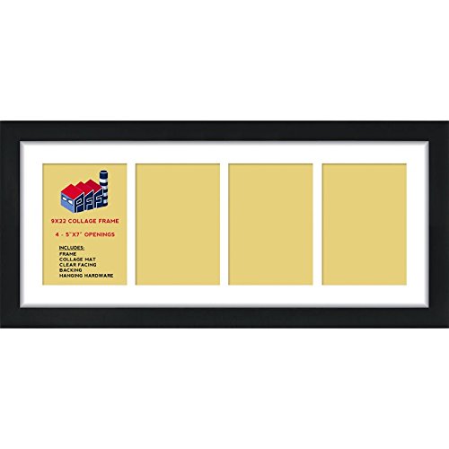 PictureFrameFactoryOutlet Collage Frames Displays 4 (5x7) Photos with a White Mat Board 9x25