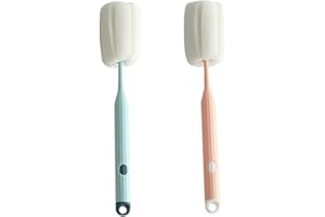 TOBBOMEY 2Pcs Multipurpose Cup Sponge Brush with Long Handle for Bottle and Kettle Cleaning Portable Cleaning