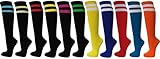 COUVER Women Junior 2 Striped Knee High Fashion Casual Tube Cotton Socks(1 pair)