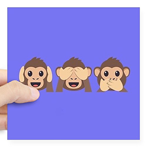 CafePress - Hear See Speak No Evil Monk Square Sticker 3" X 3 - Square Bumper Sticker Car Decal, 3"x3" (Small) or 5"x5" (Large)