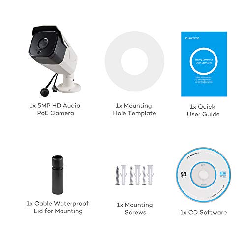 【Audio】 ONWOTE 5MP HD PoE IP Security Camera Outdoor, 5 Megapixel 2592 x 1944P Bullet Home Video Surveillance Camera, 100ft Night Vision, IP65 Waterproof, Motion Alert, More Stable Than Wireless
