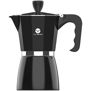 Vremi Stovetop Espresso Maker - Moka Pot Coffee Maker for Gas or Electric Stove Top - 6 Cups Demitasse Espresso Shot Maker for Italian Espresso Cappuccino or Latte - Black