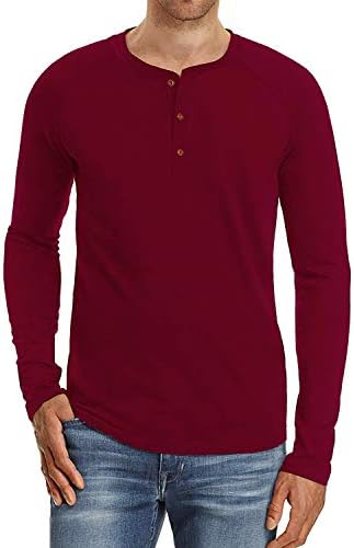 PEGENO Men's Casual Slim Fit Short Sleeve Henley T-shirts Cotton Shirts