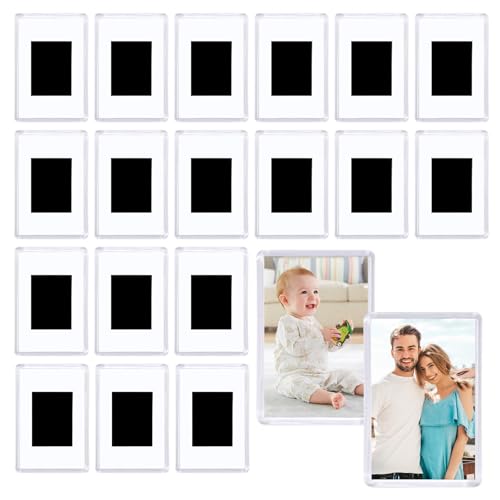 20 Pieces 4.5 x 7 cm Small Magnetic Photo Frames, Mini Magnetic Picture Frames for Photos, Personalised Acrylic Fridge Magnets Photo Frames, Blank Insert Fridge Magnet Frames