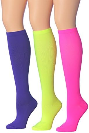 Ronnox Women's 3-Pairs solid colored Knee High Graduated Compression Socks, (12-14 mmHg) CP05-A