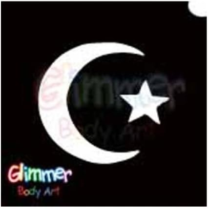 Glimmer Body ArtGlitter Tattoo Stencil Star & Moon 1 5/pk